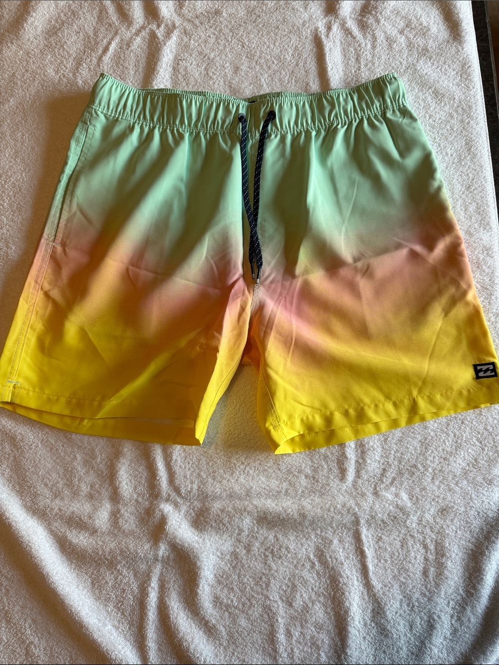 Billabong Men's Mint, Pink and Yellow Gradient Swim Trunks